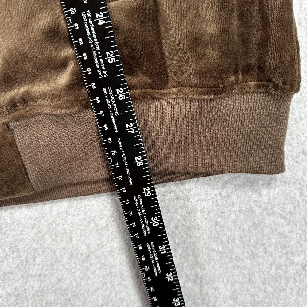 Tenore Jacket Mens Large Brown Velour Full Zip Track Suit Top Black Stripe Retro